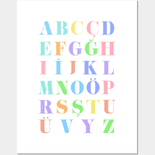 Children's Turkish Alphabet Chart, Turkey Language Chart, Pastel Posters and Art